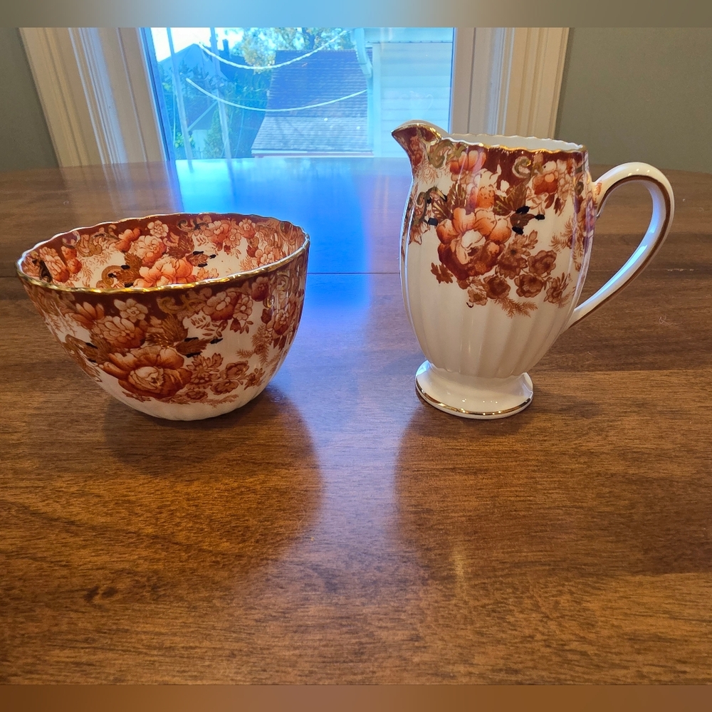 Redfords Fenton English Floral China Cream And Sugar Set